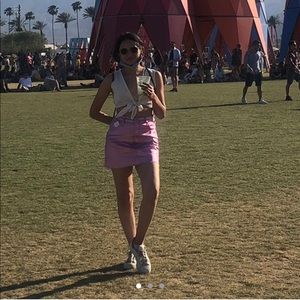 Holographic pink skirt